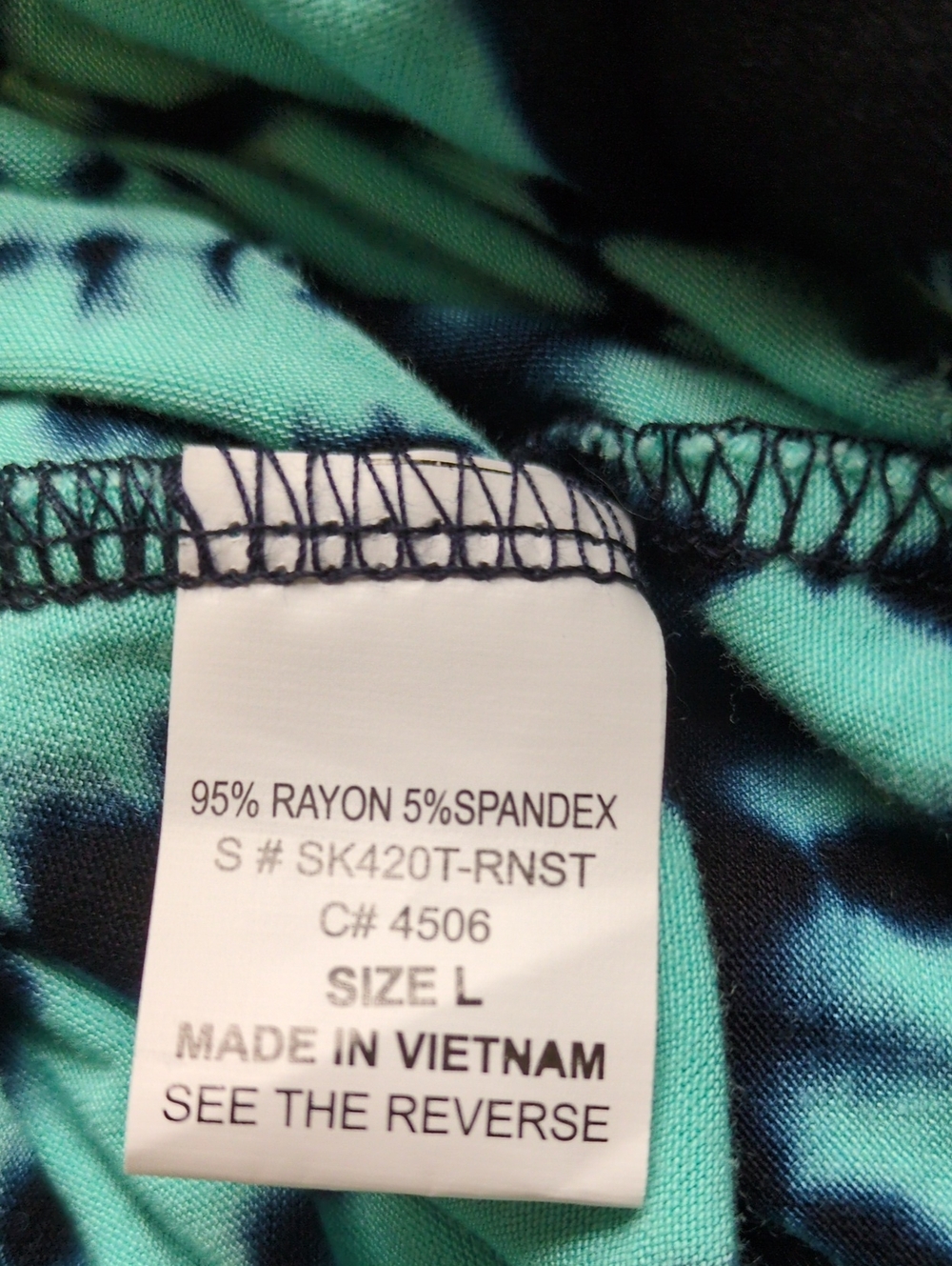 Silver Gate Black & Turquoise Jersey Tie-Dye Maxi Skirt Size L - Picture 7 of 8